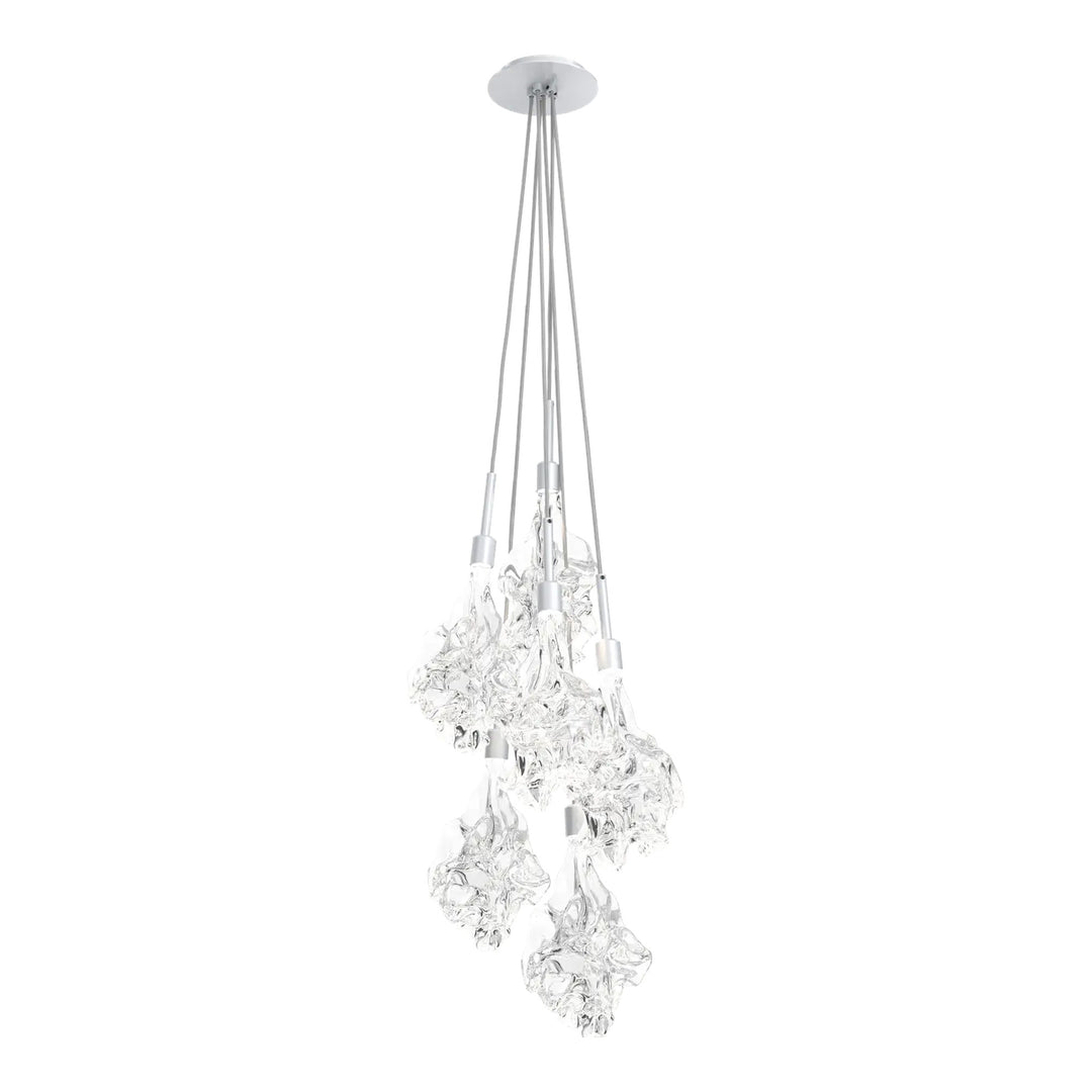 Blossom Cluster Pendant by Hammerton Studio in Classic Silver with Clear Blossom glass (6 Lights)