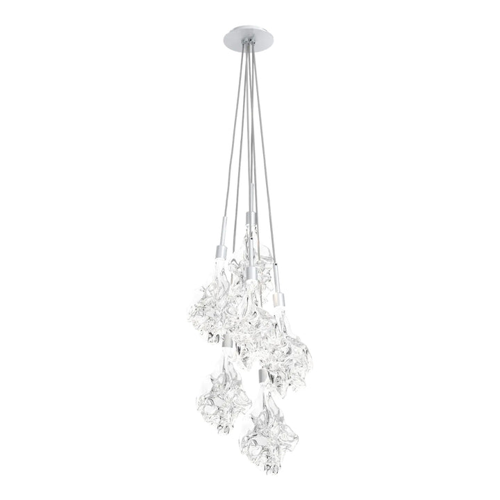 Blossom Cluster Pendant by Hammerton Studio in Classic Silver with Clear Blossom glass (6 Lights)
