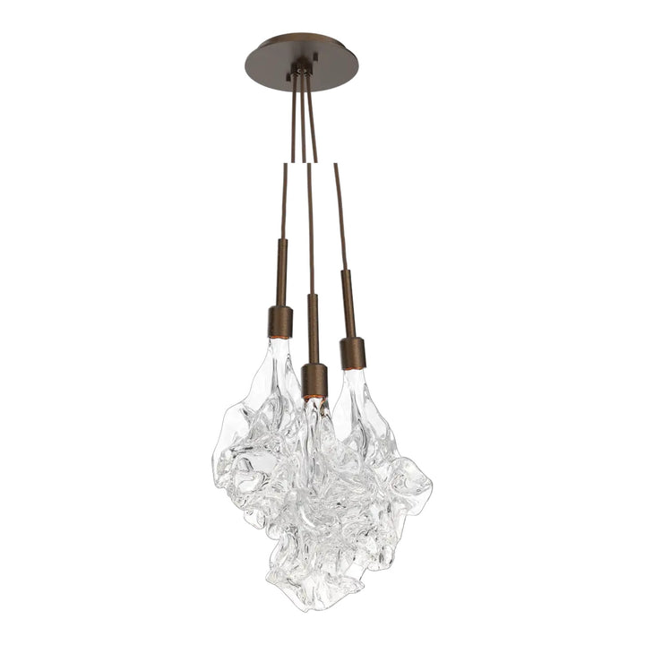 Blossom Cluster Pendant by Hammerton Studio in Flat Bronze with Clear Blossom glass (3 Lights)