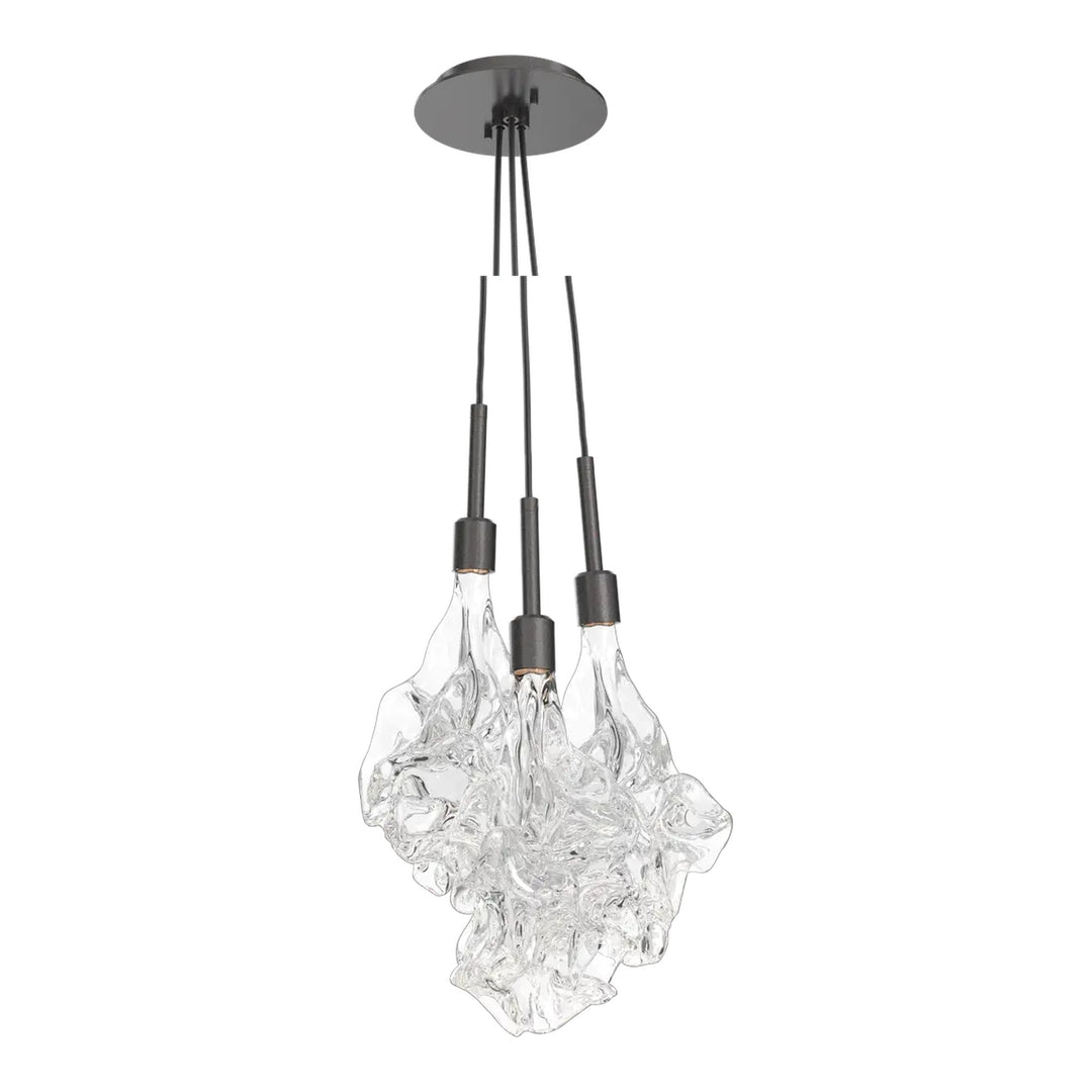 Blossom Cluster Pendant by Hammerton Studio in Graphite with Clear Blossom glass (3 Lights)