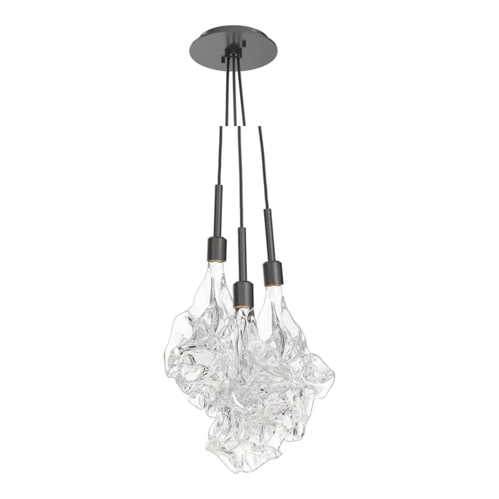 Blossom Cluster Pendant by Hammerton Studio in Graphite with Clear Blossom glass (3 Lights)