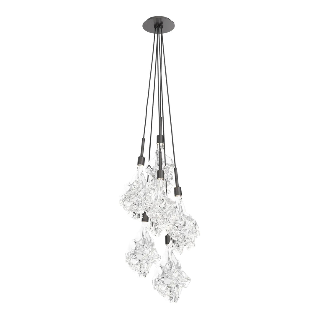 Blossom Cluster Pendant by Hammerton Studio in Graphite with Clear Blossom glass (6 Lights)