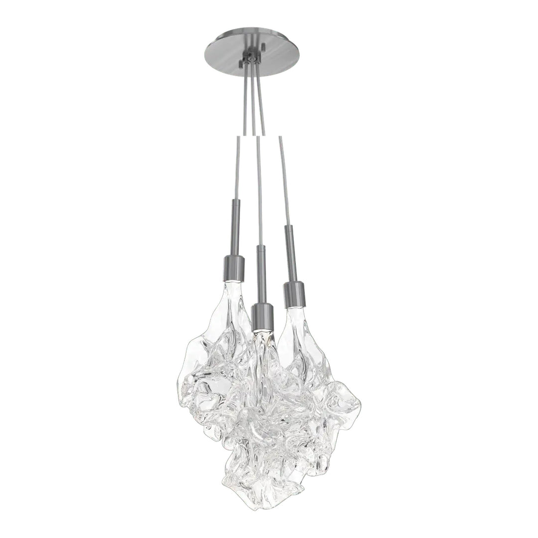 Blossom Cluster Pendant by Hammerton Studio in Gunmetal with Clear Blossom glass (3 Lights)