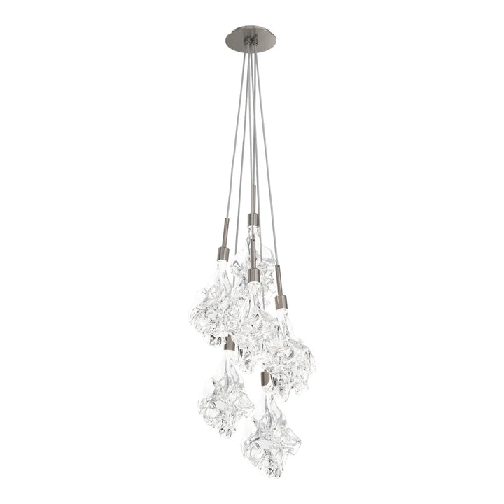 Blossom Cluster Pendant by Hammerton Studio in Gunmetal with Clear Blossom glass (6 Lights)