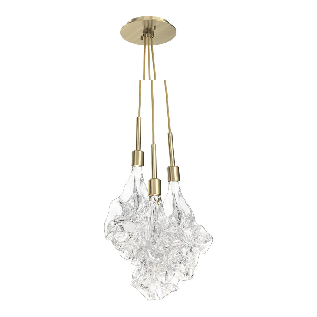 Blossom Cluster Pendant by Hammerton Studio in Heritage Brass with Clear Blossom glass (3 Lights)