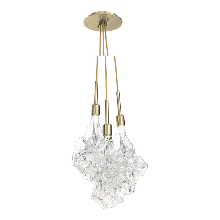 Blossom Cluster Pendant by Hammerton Studio in Heritage Brass with Clear Blossom glass (3 Lights)