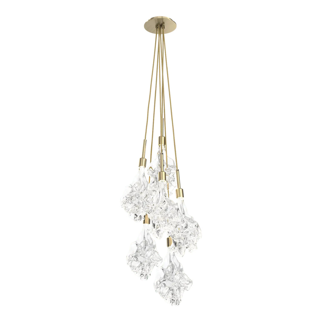Blossom Cluster Pendant by Hammerton Studio in Heritage Brass with Clear Blossom glass (6 Lights)