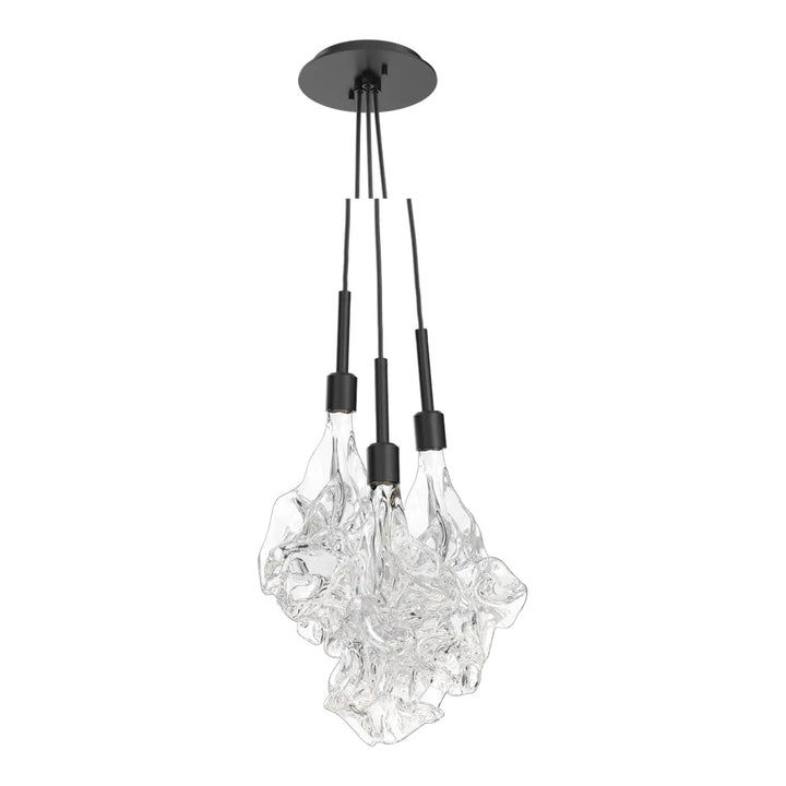 Blossom Cluster Pendant by Hammerton Studio in Matte Black with Clear Blossom glass (3 Lights)