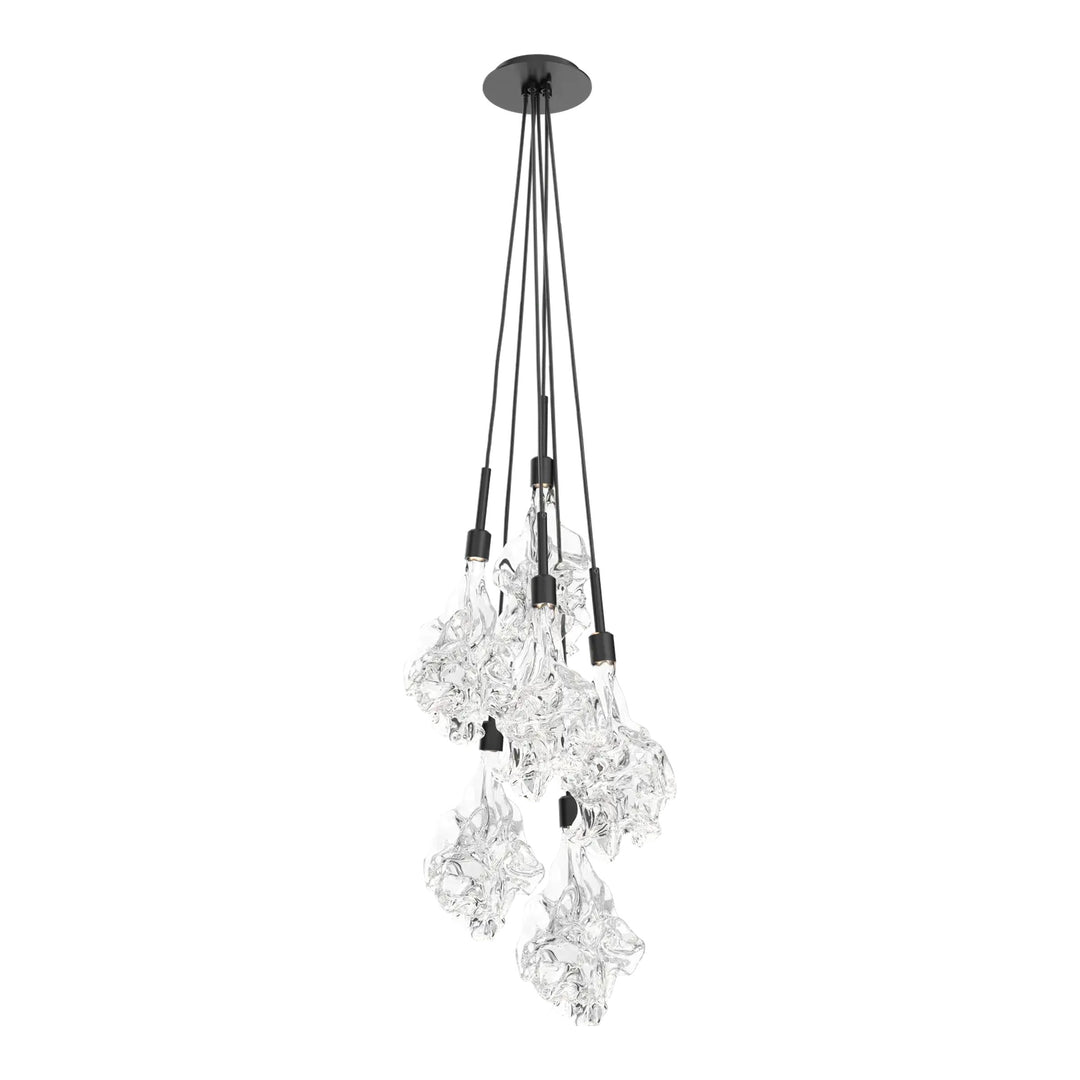 Blossom Cluster Pendant by Hammerton Studio in Matte Black with Clear Blossom glass (6 Lights)