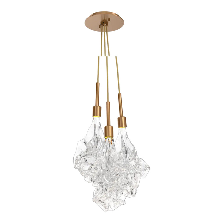 Blossom Cluster Pendant by Hammerton Studio in Novel Brass with Clear Blossom glass (3 Lights)