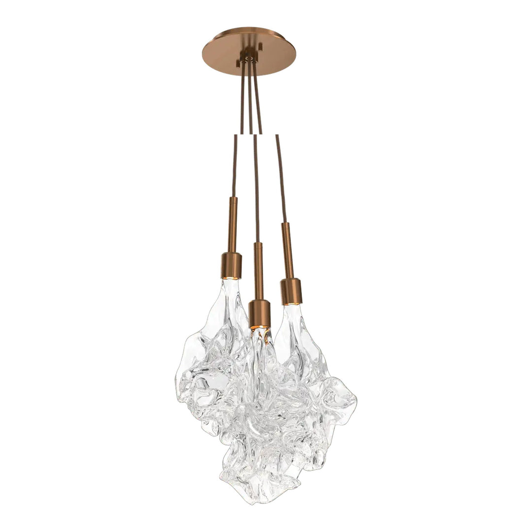 Blossom Cluster Pendant by Hammerton Studio in Oil-Rubbed Bronze with Clear Blossom glass (3 Lights)