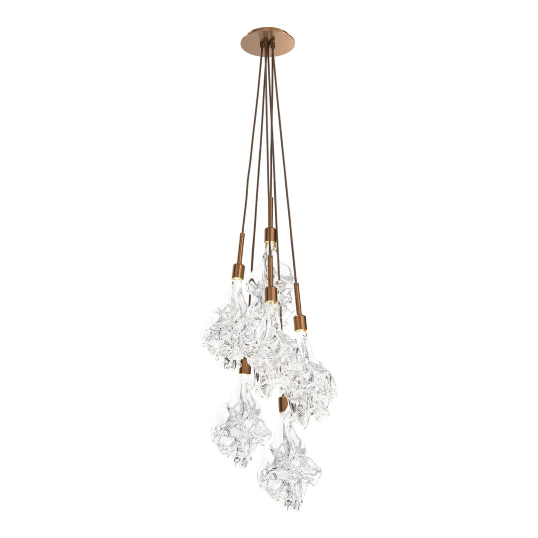 Blossom Cluster Pendant by Hammerton Studio in Oil-Rubbed Bronze with Clear Blossom glass (6 Lights)
