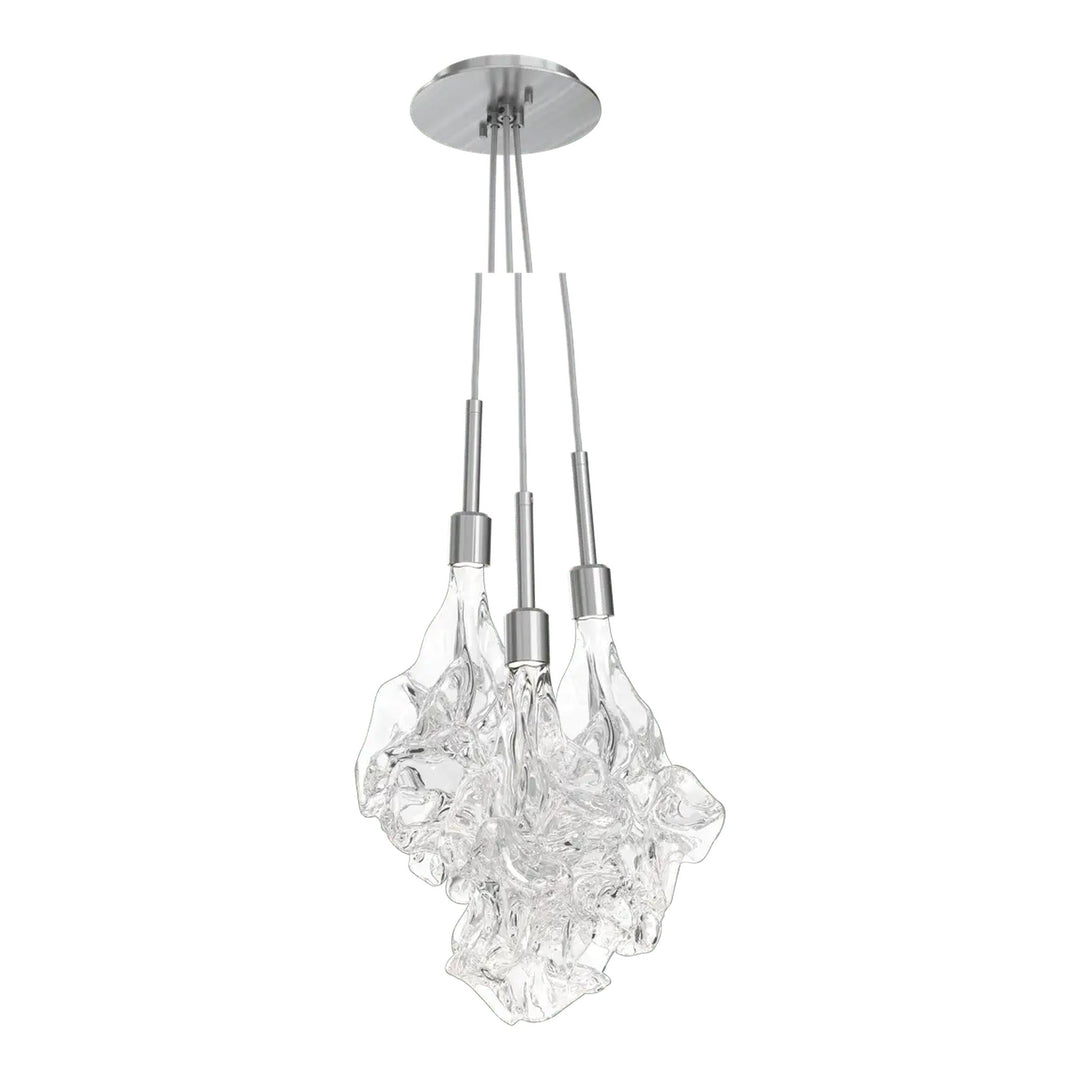 Blossom Cluster Pendant by Hammerton Studio in Satin Nickel with Clear Blossom glass (3 Lights)