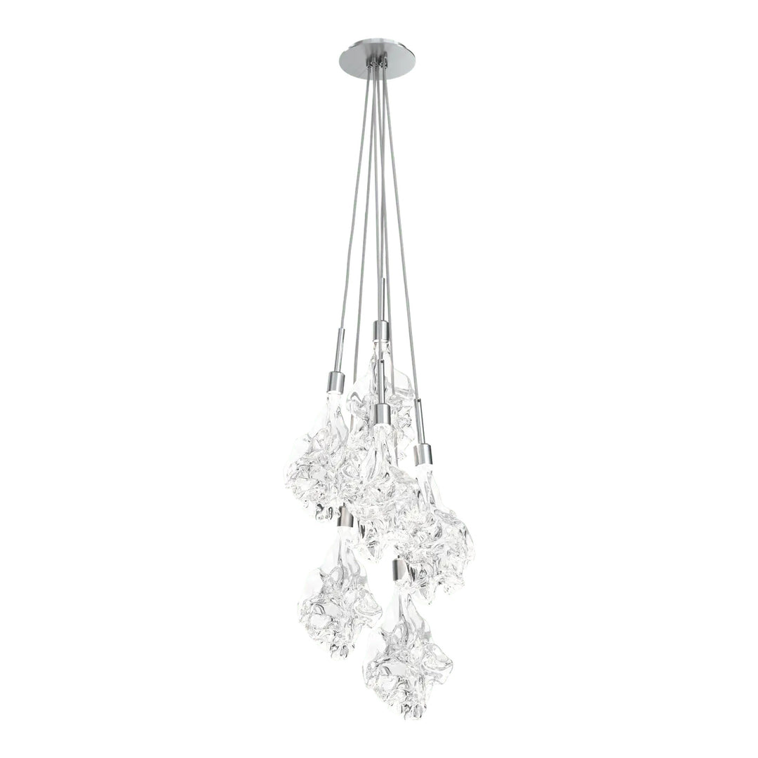 Blossom Cluster Pendant by Hammerton Studio in Satin Nickel with Clear Blossom glass (6 Lights)