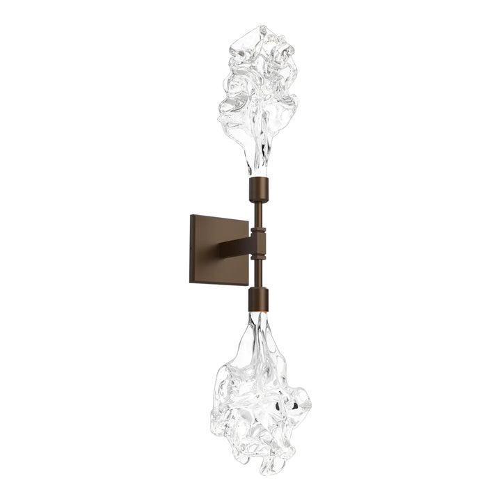 Blossom Double Sconce by Hammerton Studio in Flat Bronze with Clear Blossom glass