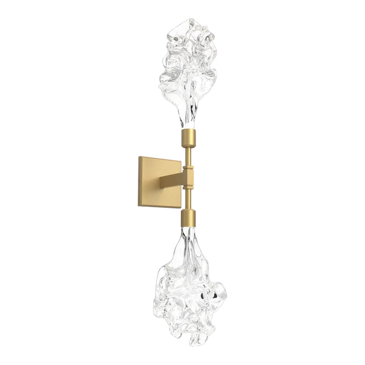 Blossom Double Sconce by Hammerton Studio in Gilded Brass with Clear Blossom glass