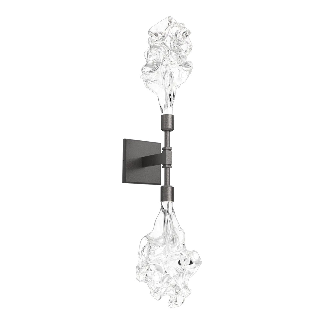 Blossom Double Sconce by Hammerton Studio in Graphite with Clear Blossom glass
