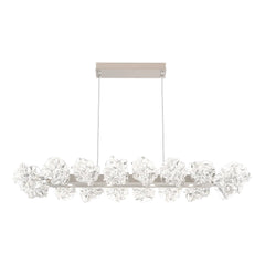 Blossom Linear Chandelier by Hammerton Studio in Beige Silver with Clear Blossom glass (Medium)