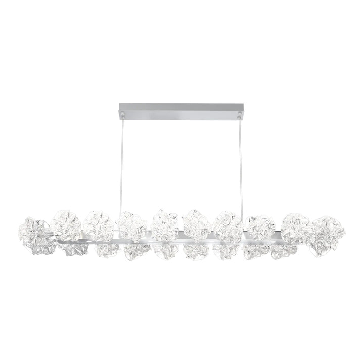Blossom Linear Chandelier by Hammerton Studio in Classic Silver with Clear Blossom glass (Large)