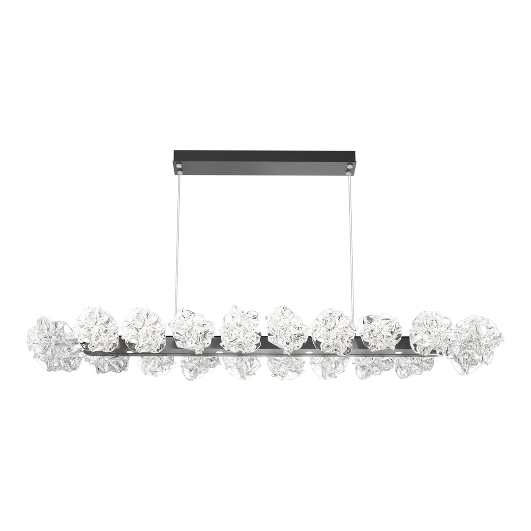 Blossom Linear Chandelier by Hammerton Studio in Matte Black with Clear Blossom glass (Large)