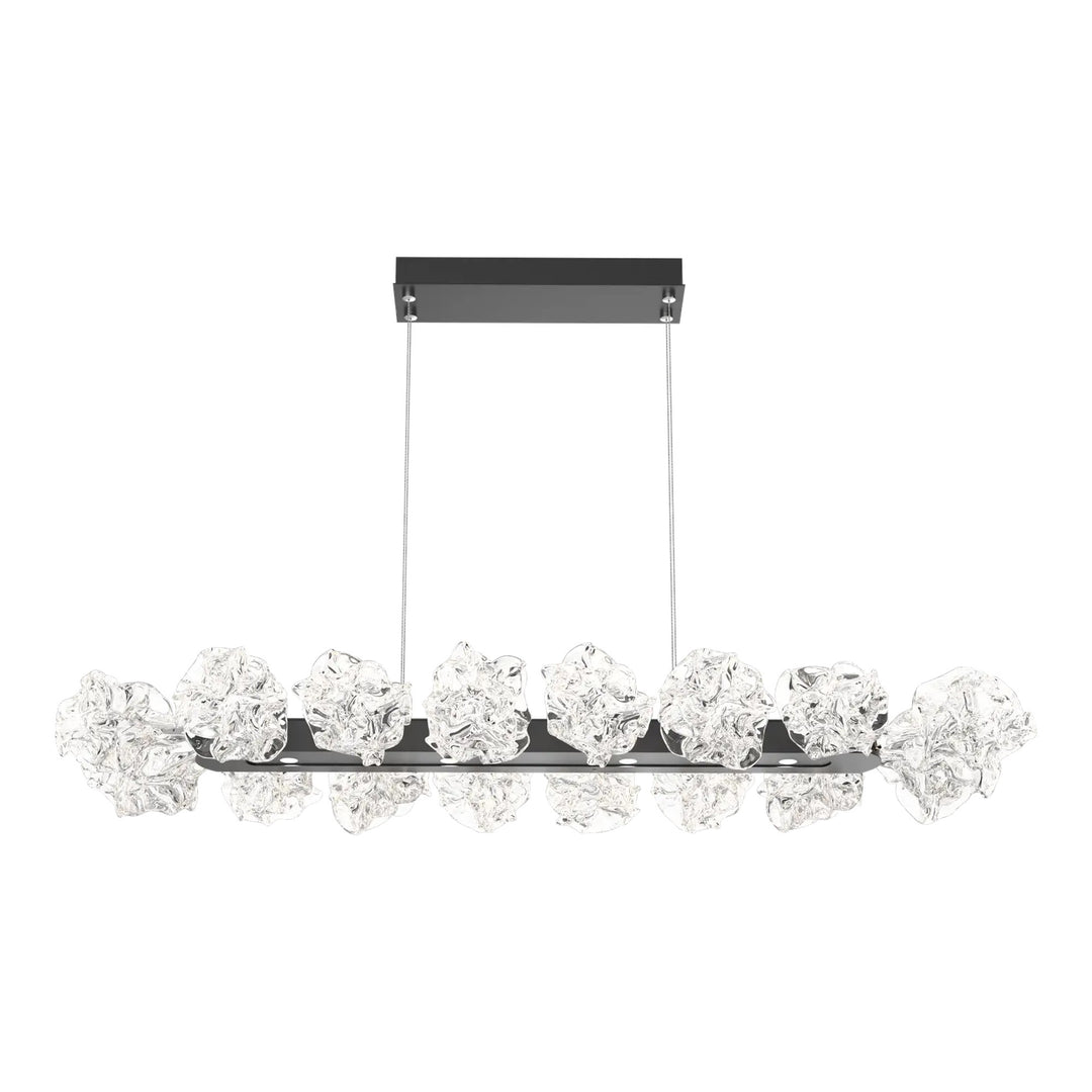 Blossom Linear Chandelier by Hammerton Studio in Matte Black with Clear Blossom glass (Medium)