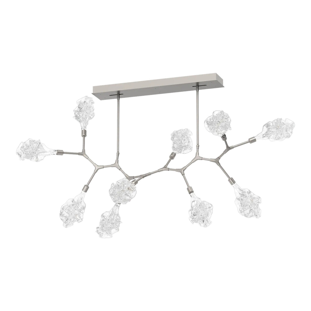 Blossom Modern Branch Chandelier by Hammerton Studio in Beige Silver with Clear Blossom glass (10 Lights)