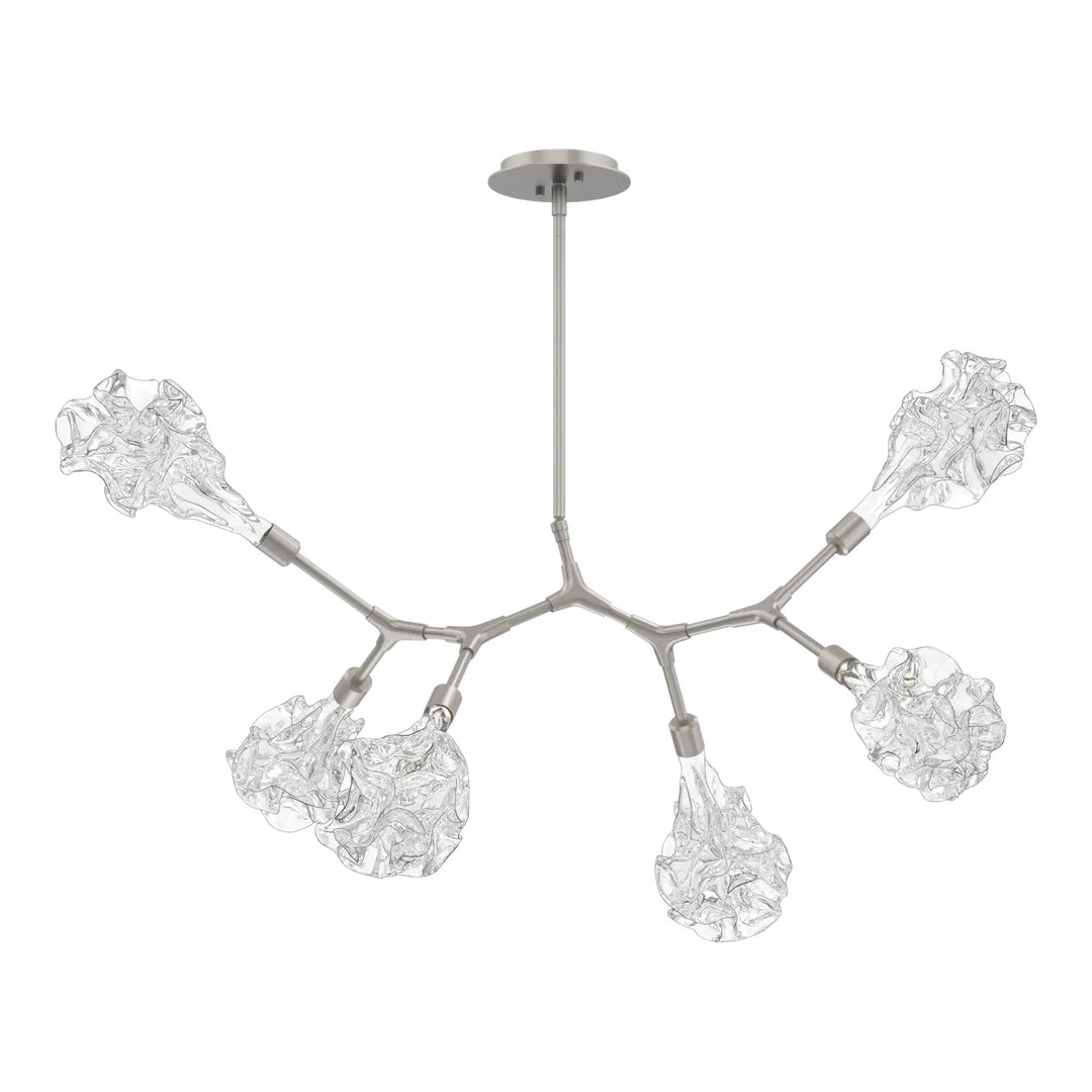 Blossom Modern Branch Chandelier by Hammerton Studio in Beige Silver with Clear Blossom glass (6 Lights)