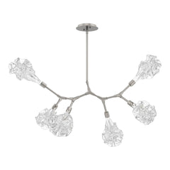 Blossom Modern Branch Chandelier by Hammerton Studio in Beige Silver with Clear Blossom glass (6 Lights)