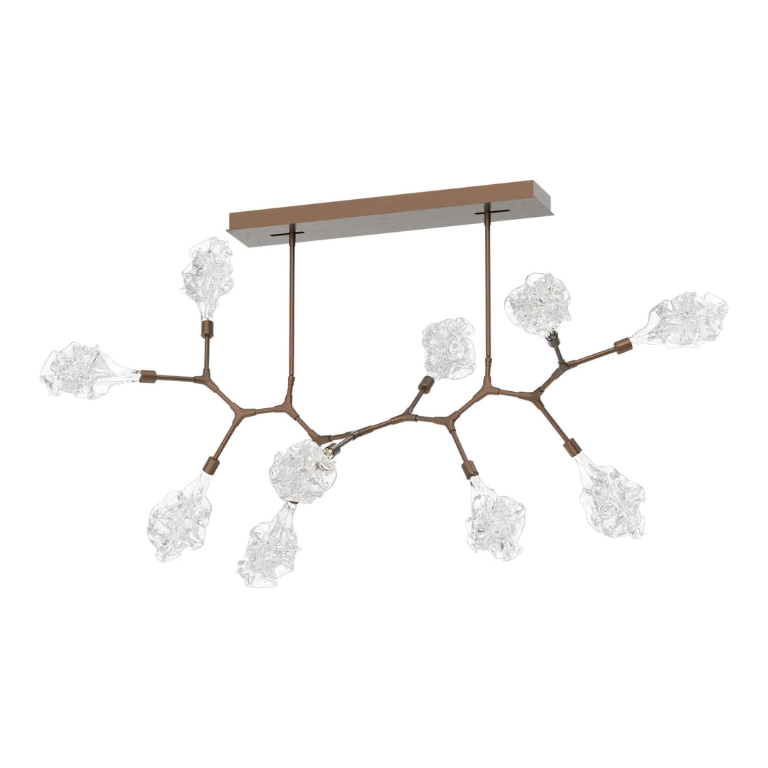 Blossom Modern Branch Chandelier by Hammerton Studio in Burnished Bronze with Clear Blossom glass (10 Lights)