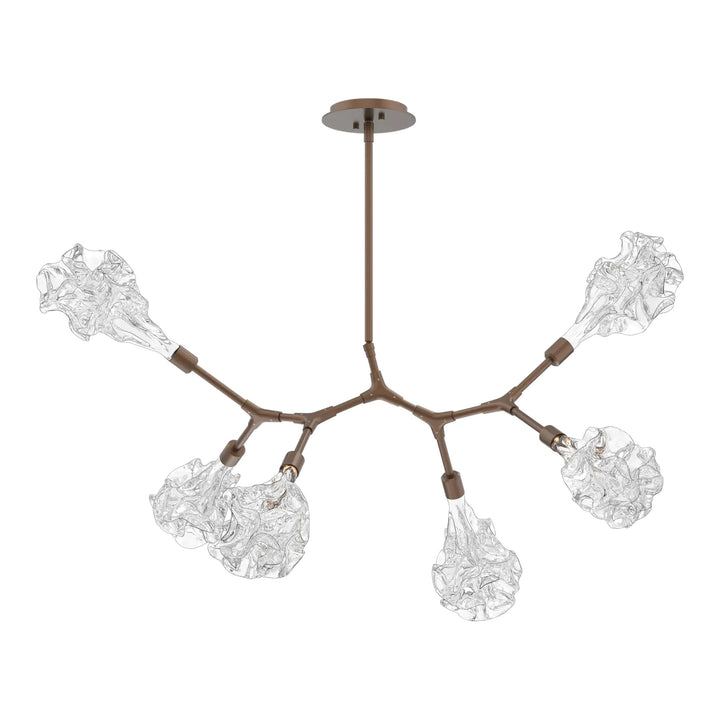 Blossom Modern Branch Chandelier by Hammerton Studio in Burnished Bronze with Clear Blossom glass (6 Lights)