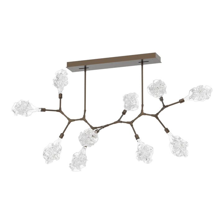Blossom Modern Branch Chandelier by Hammerton Studio in Flat Bronze with Clear Blossom glass (10 Lights)