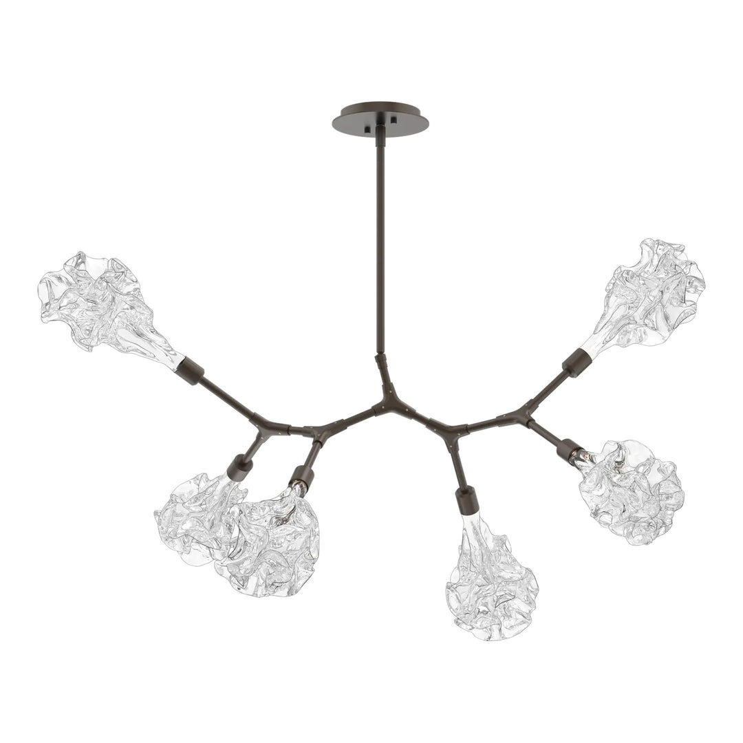Blossom Modern Branch Chandelier by Hammerton Studio in Flat Bronze with Clear Blossom glass (6 Lights)