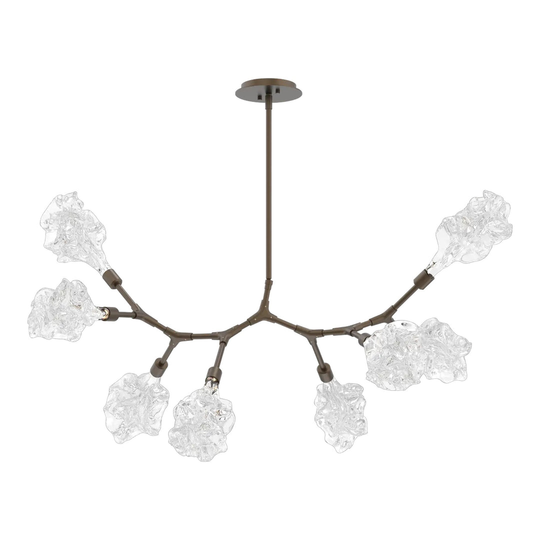 Blossom Modern Branch Chandelier by Hammerton Studio in Flat Bronze with Clear Blossom glass (8 Lights)