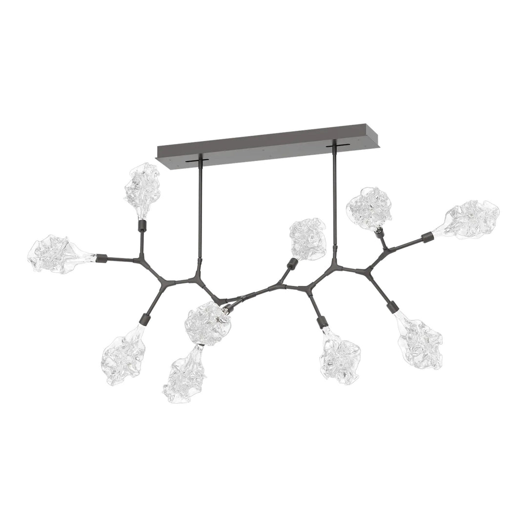 Blossom Modern Branch Chandelier by Hammerton Studio in Graphite with Clear Blossom glass (10 Lights)