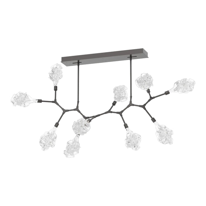 Blossom Modern Branch Chandelier by Hammerton Studio in Graphite with Clear Blossom glass (10 Lights)