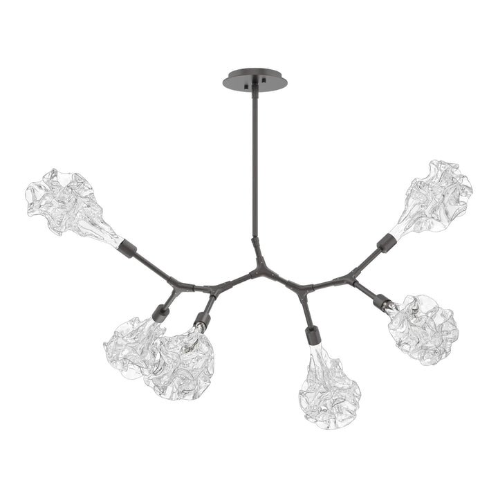 Blossom Modern Branch Chandelier by Hammerton Studio in Graphite with Clear Blossom glass (6 Lights)