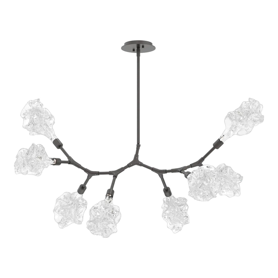 Blossom Modern Branch Chandelier by Hammerton Studio in Graphite with Clear Blossom glass (8 Lights)
