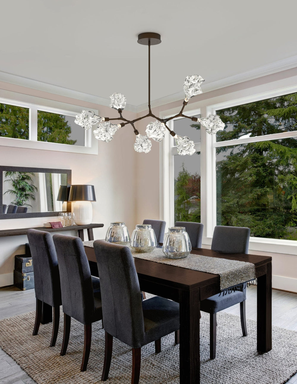 Blossom Modern Branch Chandelier by Hammerton Studio in a styled interior