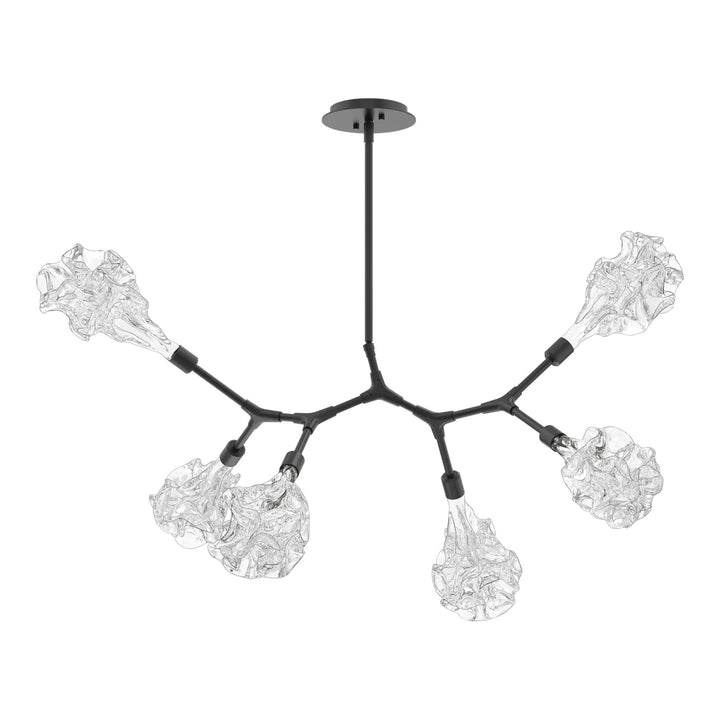 Blossom Modern Branch Chandelier by Hammerton Studio in Matte Black with Clear Blossom glass (6 Lights)