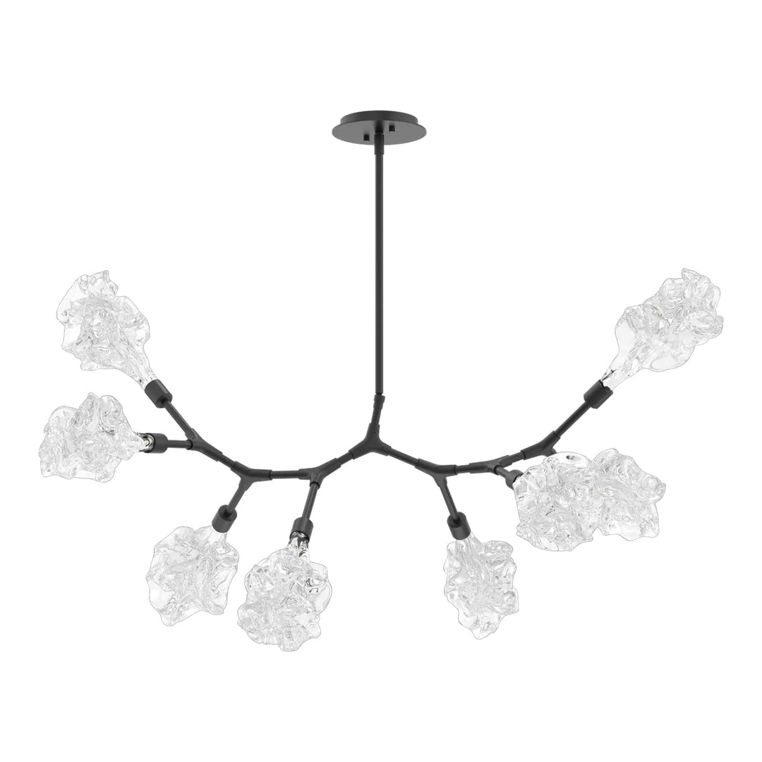 Blossom Modern Branch Chandelier by Hammerton Studio in Matte Black with Clear Blossom glass (8 Lights)