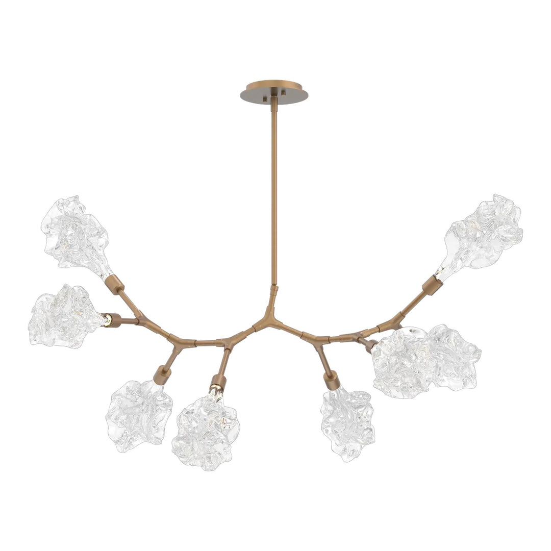Blossom Modern Branch Chandelier by Hammerton Studio in Novel Brass with Clear Blossom glass (8 Lights)