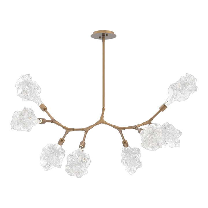 Blossom Modern Branch Chandelier by Hammerton Studio in Novel Brass with Clear Blossom glass (8 Lights)