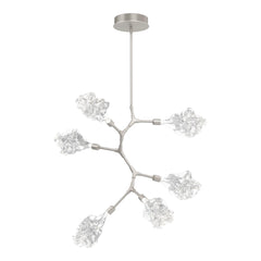Blossom Modern Vine Chandelier by Hammerton Studio in Beige Silver with Clear Blossom glass (6 Lights)