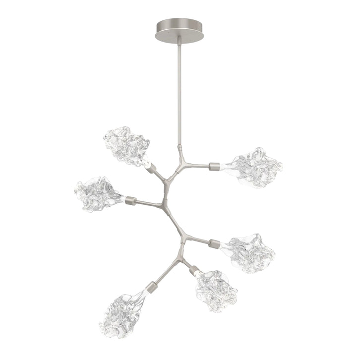 Blossom Modern Vine Chandelier by Hammerton Studio in Beige Silver with Clear Blossom glass (6 Lights)