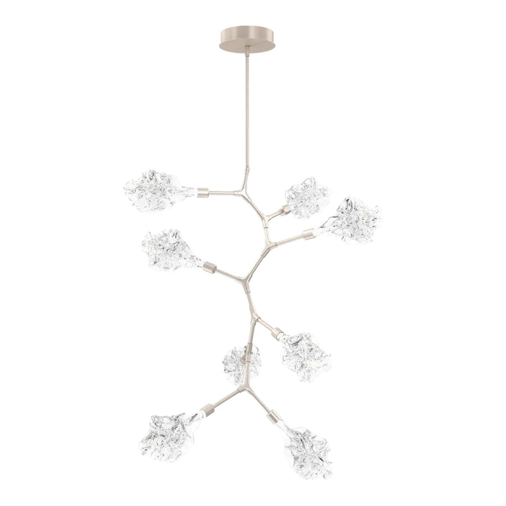Blossom Modern Vine Chandelier by Hammerton Studio in Beige Silver with Clear Blossom glass (8 Lights)