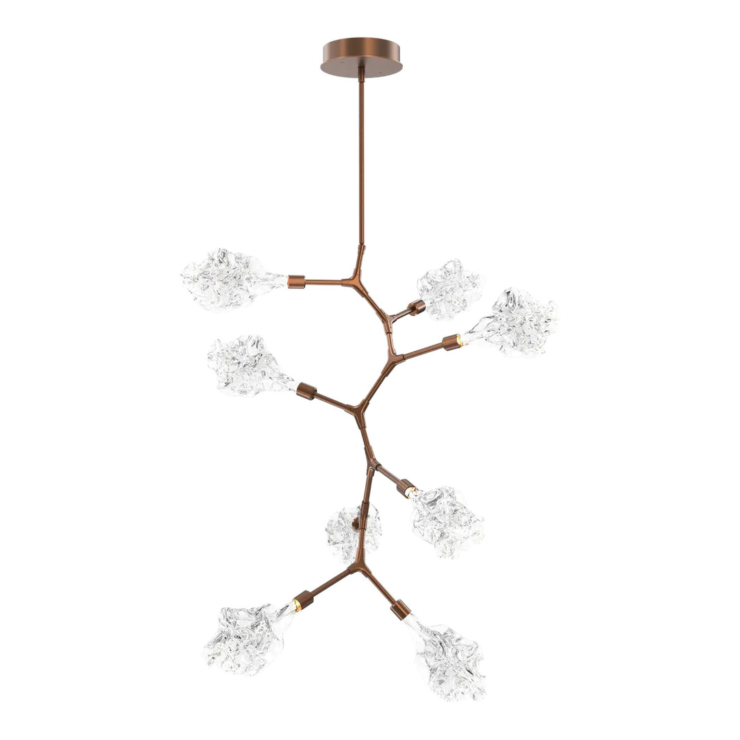 Blossom Modern Vine Chandelier by Hammerton Studio in Burnished Bronze with Clear Blossom glass (8 Lights)