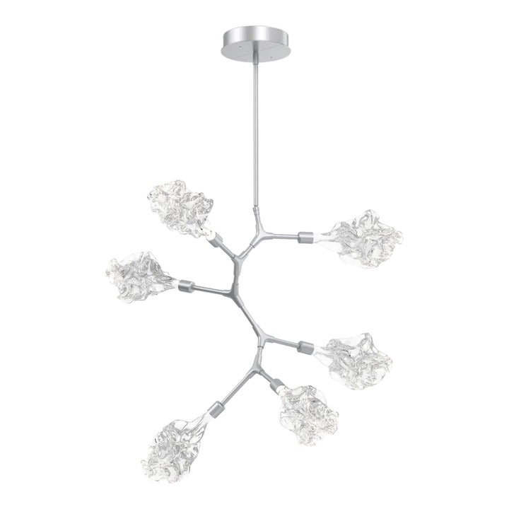 Blossom Modern Vine Chandelier by Hammerton Studio in Classic Silver with Clear Blossom glass (6 Lights)
