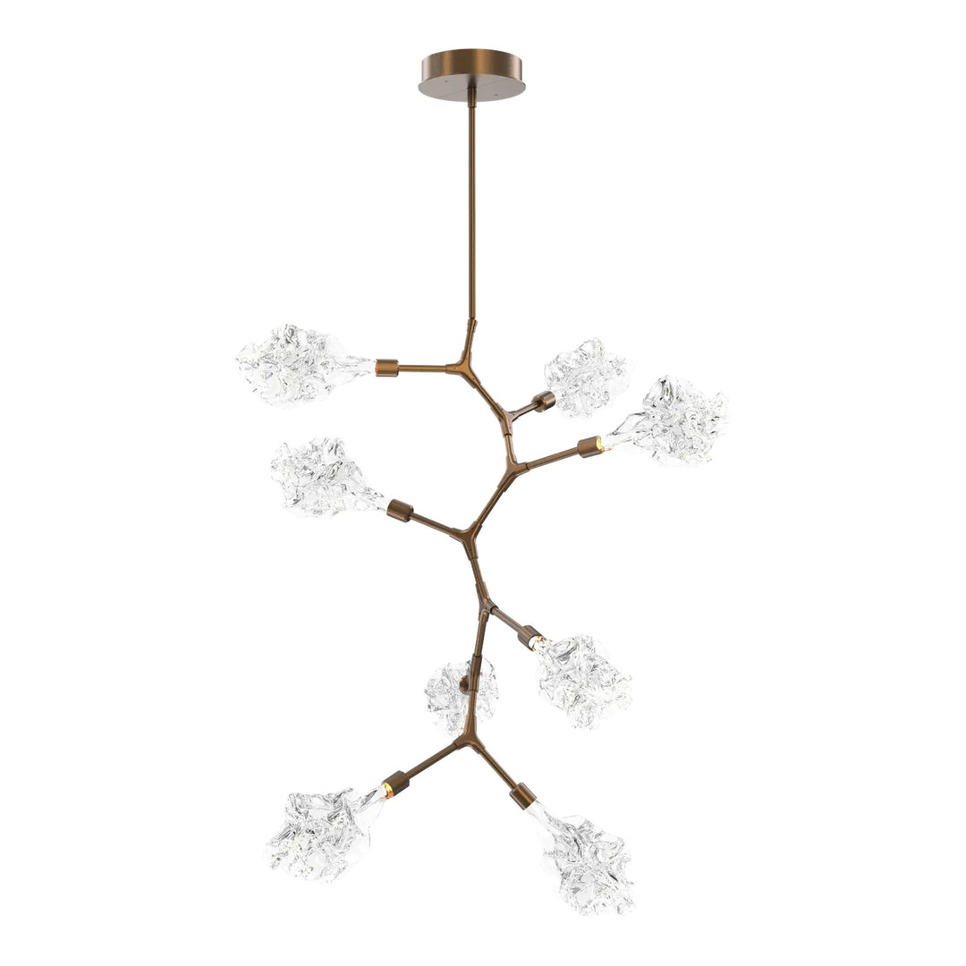 Blossom Modern Vine Chandelier by Hammerton Studio in Flat Bronze with Clear Blossom glass (8 Lights)