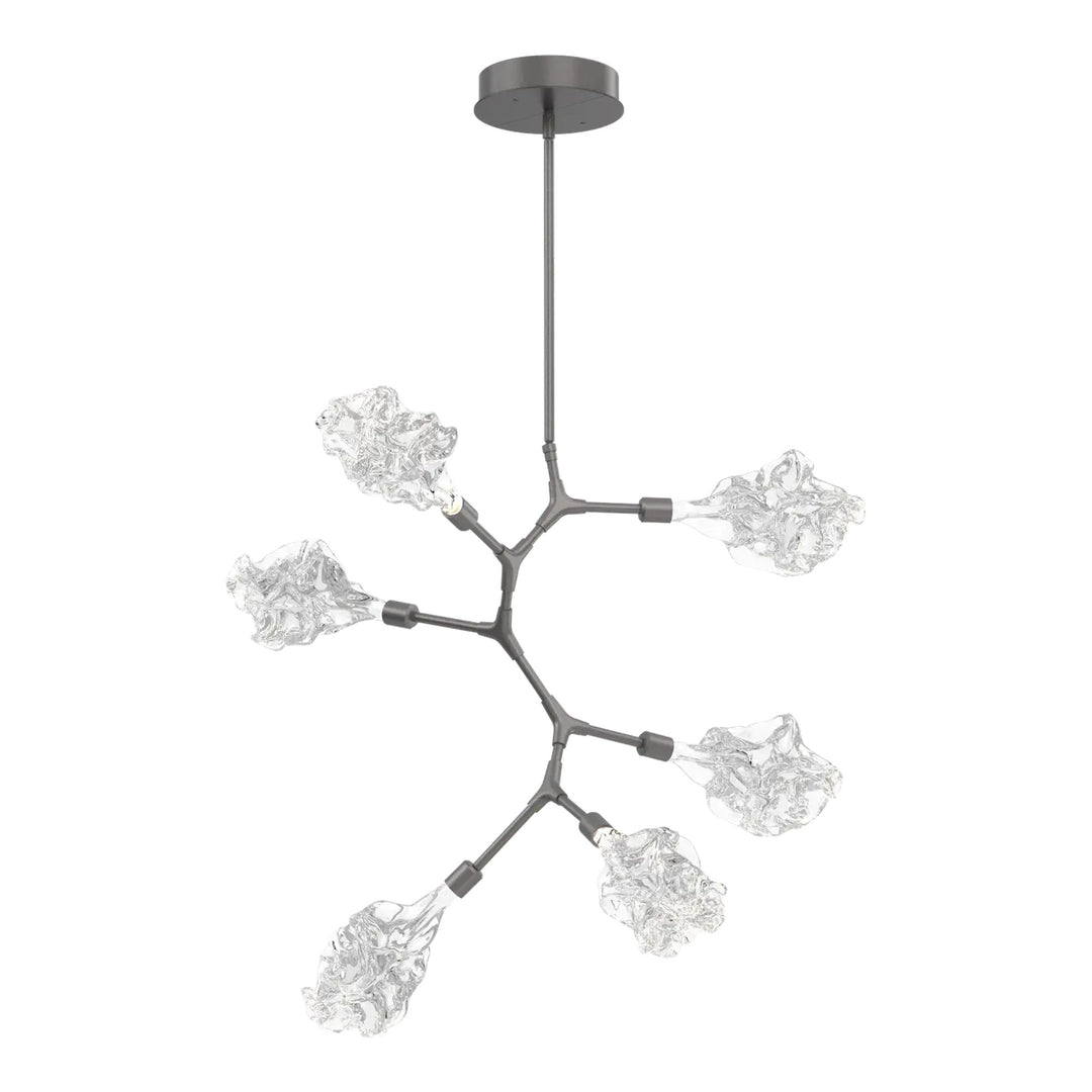 Blossom Modern Vine Chandelier by Hammerton Studio in Graphite with Clear Blossom glass (6 Lights)
