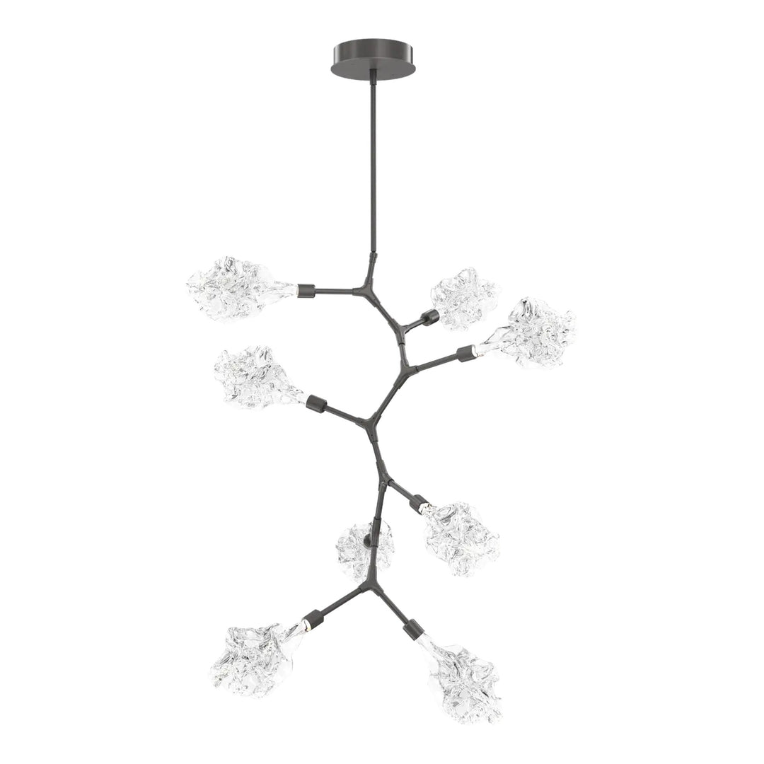 Blossom Modern Vine Chandelier by Hammerton Studio in Graphite with Clear Blossom glass (8 Lights)